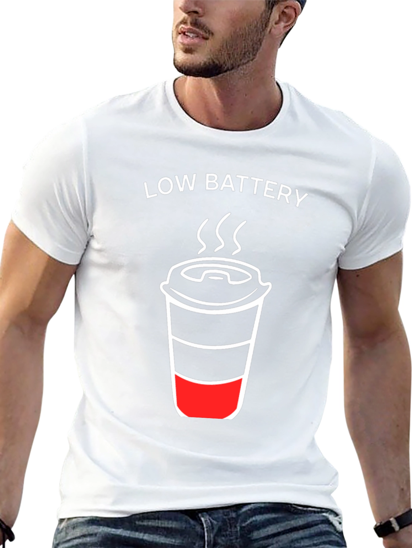 Low Battery Coffee T-Shirt - Funny Graphic Tee