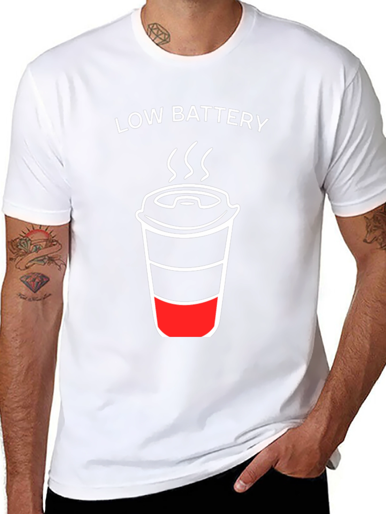 Low Battery Coffee T-Shirt - Funny Graphic Tee