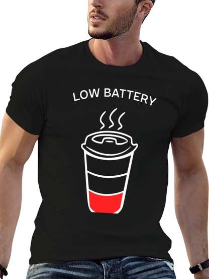 Low Battery Coffee T-Shirt - Funny Graphic Tee