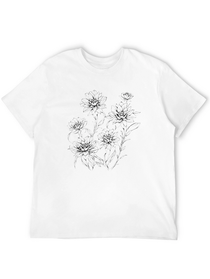 Black Floral Graphic T-Shirt for Men