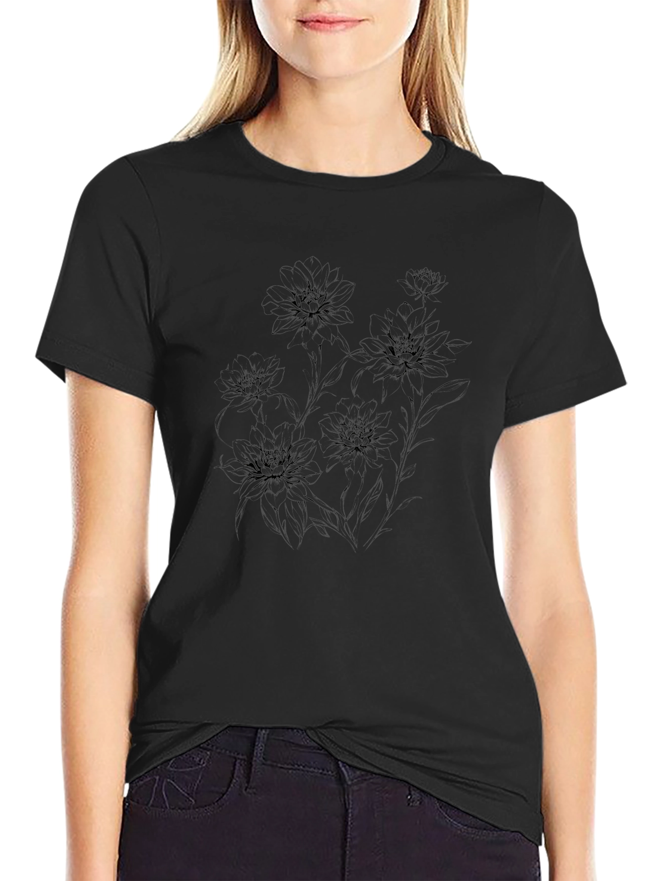 Black Floral Graphic T-Shirt for Men