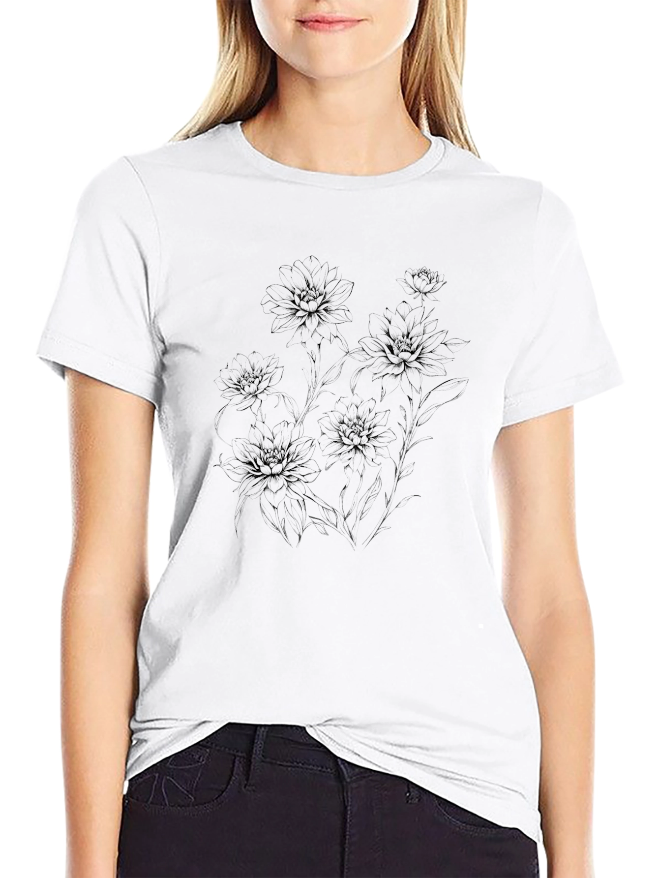 Black Floral Graphic T-Shirt for Men