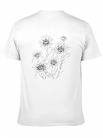 Black Floral Graphic T-Shirt for Men