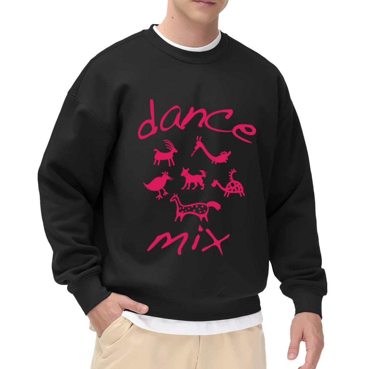 Dance Mix Animal Art Crewneck Sweatshirt - Colorful Primitive Style Dance Lover Pullover