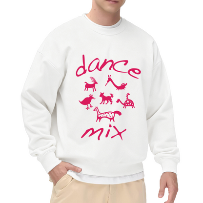 Dance Mix Animal Art Crewneck Sweatshirt - Colorful Primitive Style Dance Lover Pullover