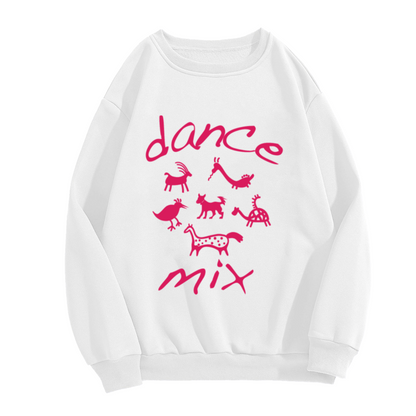 Dance Mix Animal Art Crewneck Sweatshirt - Colorful Primitive Style Dance Lover Pullover