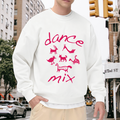 Dance Mix Animal Art Crewneck Sweatshirt - Colorful Primitive Style Dance Lover Pullover