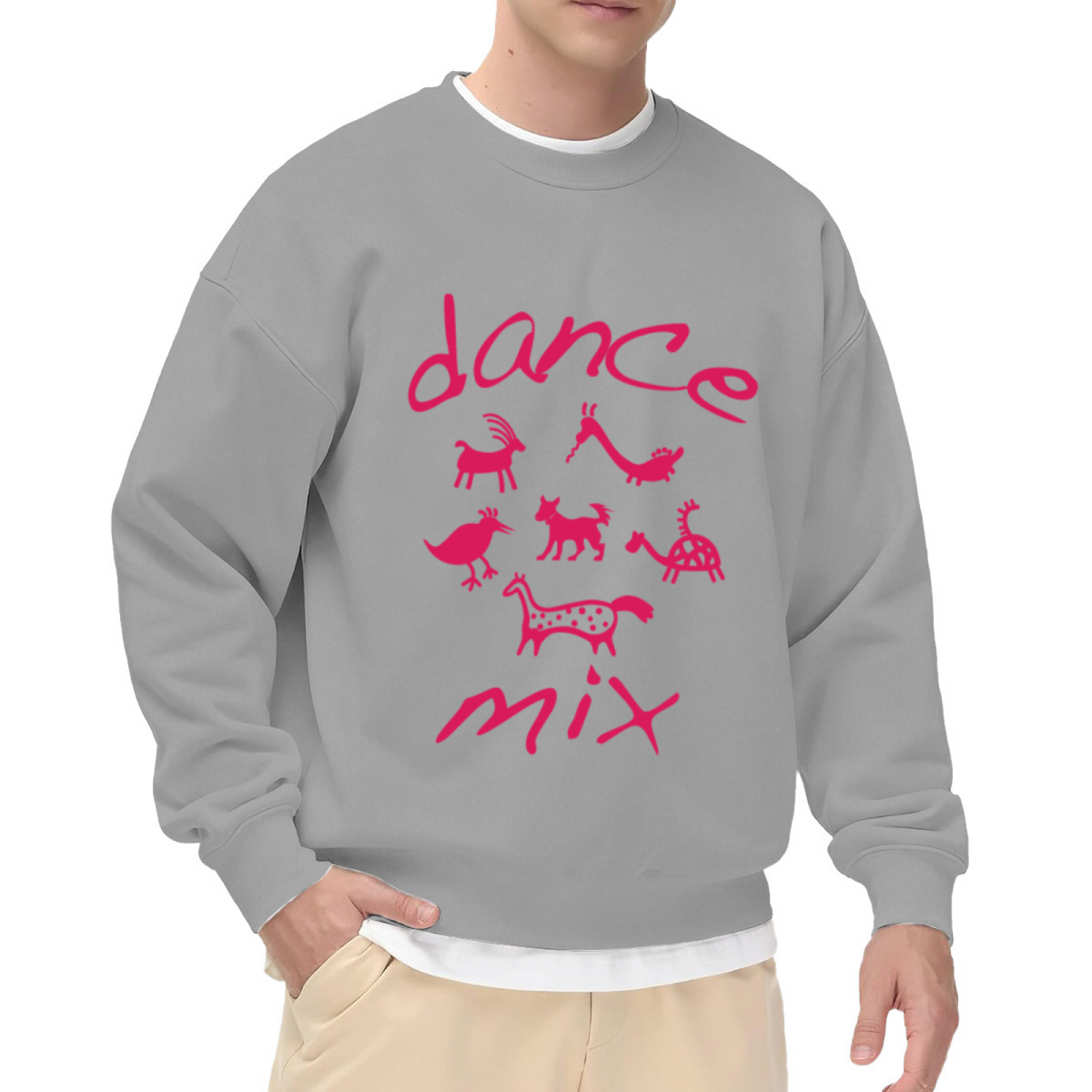 Dance Mix Animal Art Crewneck Sweatshirt - Colorful Primitive Style Dance Lover Pullover
