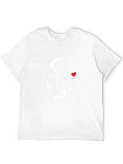 Heart Robot Graphic T-Shirt - Black