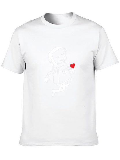 Heart Robot Graphic T-Shirt - Black