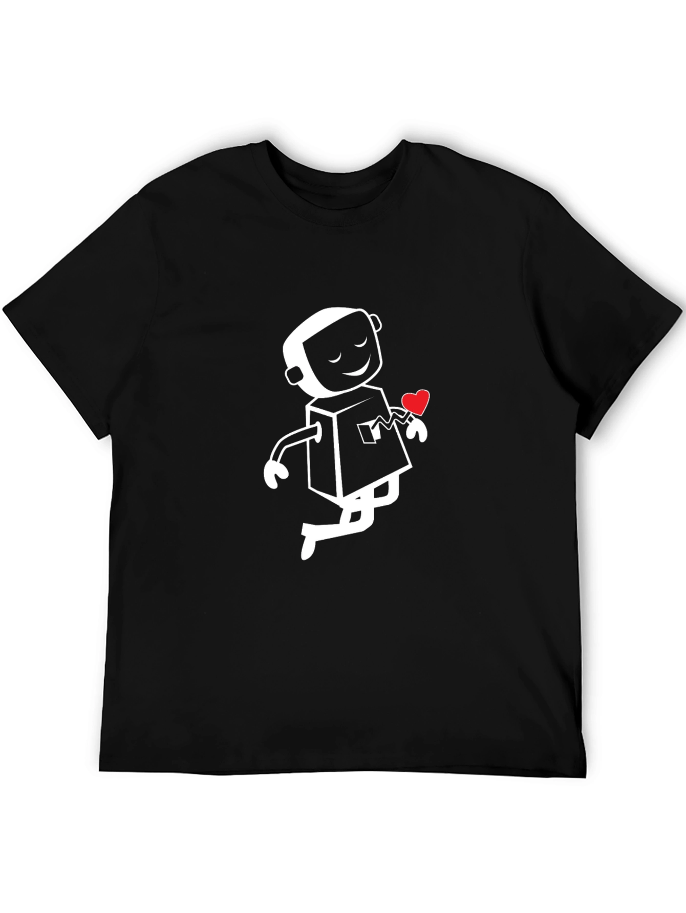 Heart Robot Graphic T-Shirt - Black