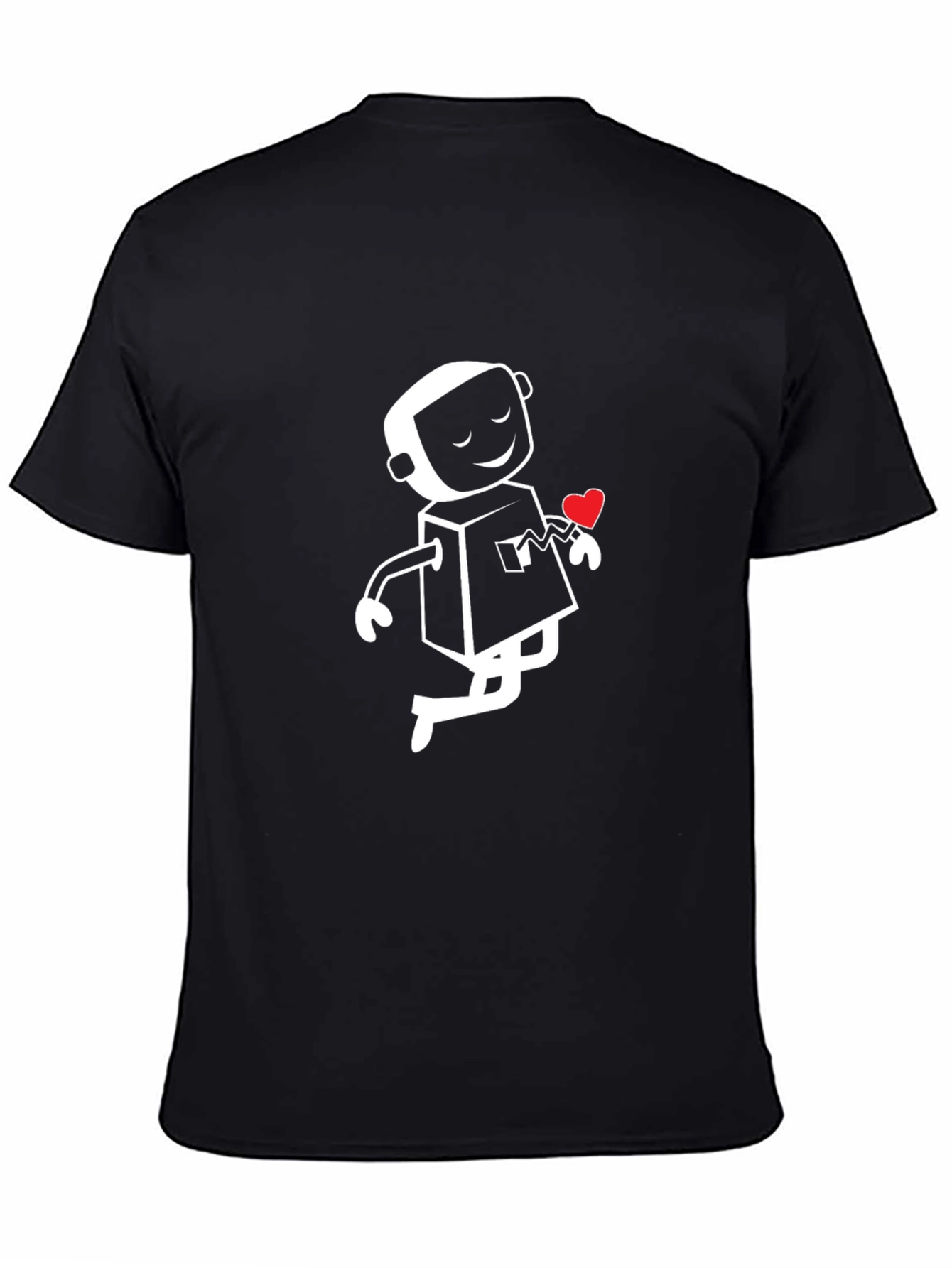 Heart Robot Graphic T-Shirt - Black