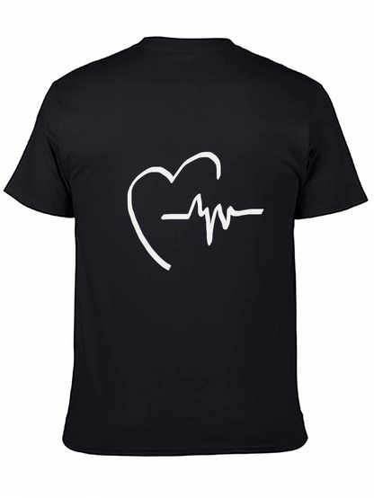 Heartbeat Graphic Tee - Stylish Black T-Shirt