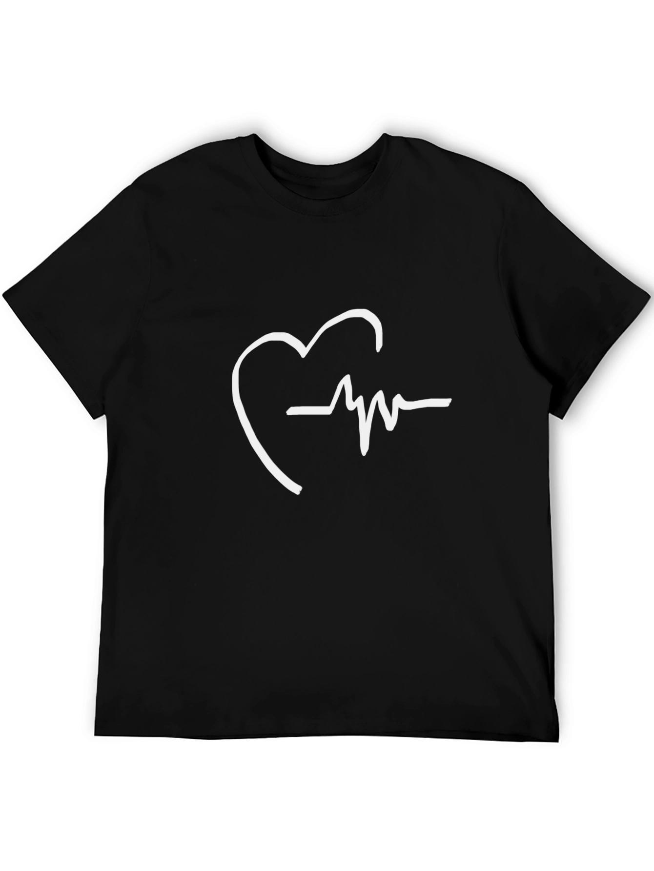 Heartbeat Graphic Tee - Stylish Black T-Shirt
