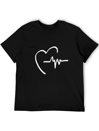 Heartbeat Graphic Tee - Stylish Black T-Shirt