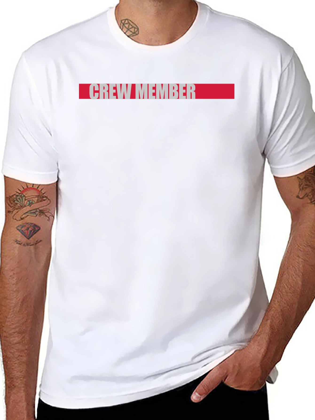 Crew Member Graphic Tee - Black Cotton Casual T-Shirt