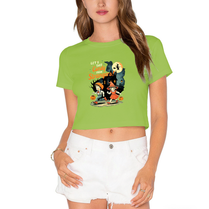Let's Take Candy From Strangers Retro Halloween Cropped T?Shirt