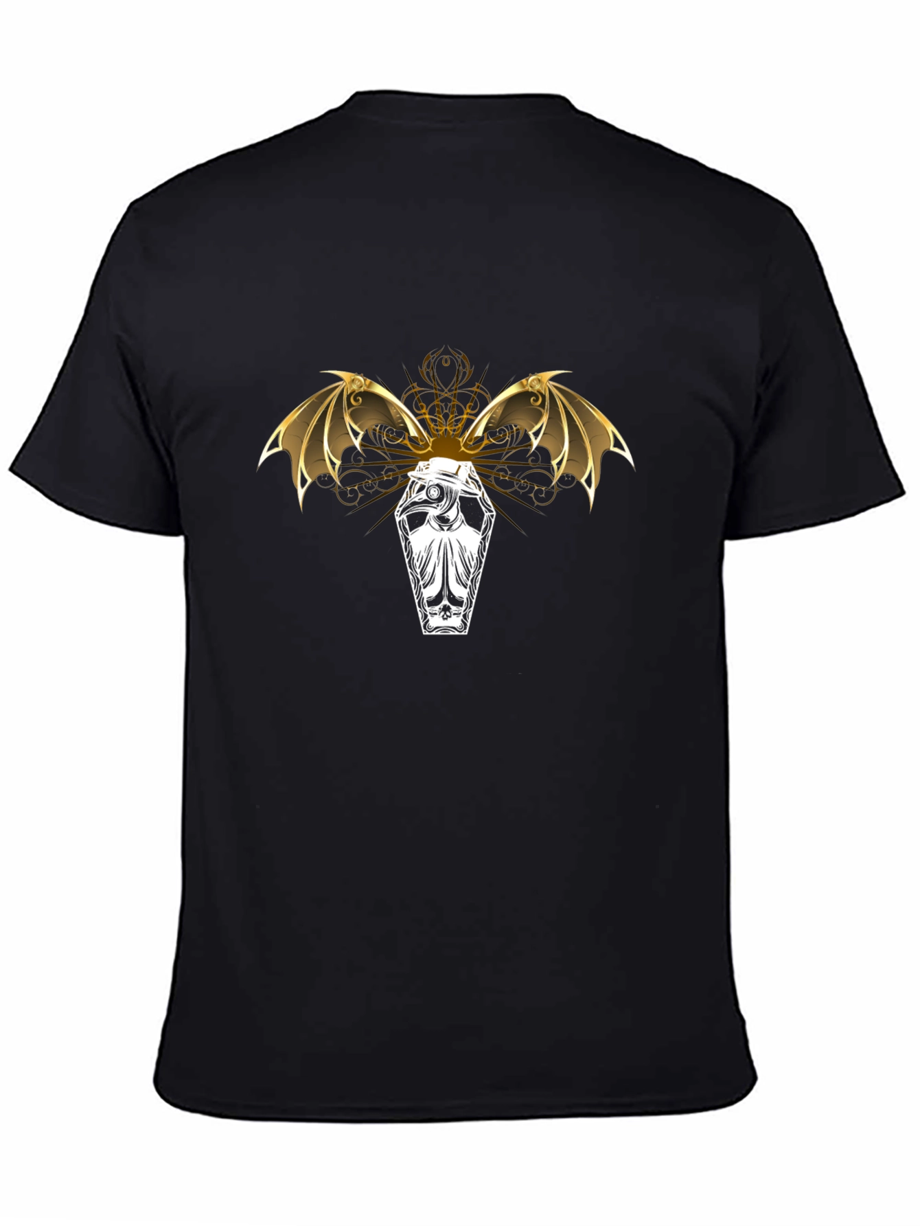 Coffin & Bat Wings Graphic Tee - Black