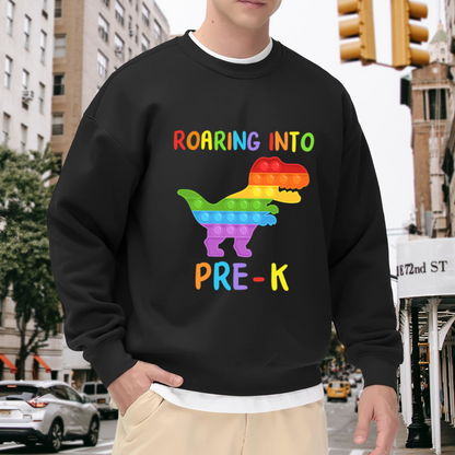 Rainbow T-Rex Pre-K Crewneck Sweatshirt - Funny Dinosaur Teacher Gift Pullover
