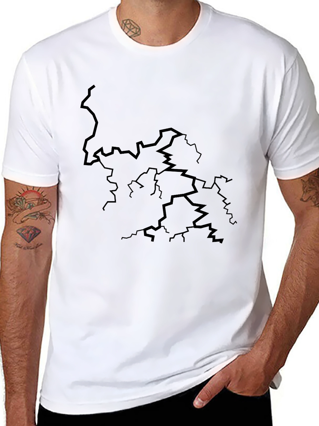 Cracked Design Black T-Shirt