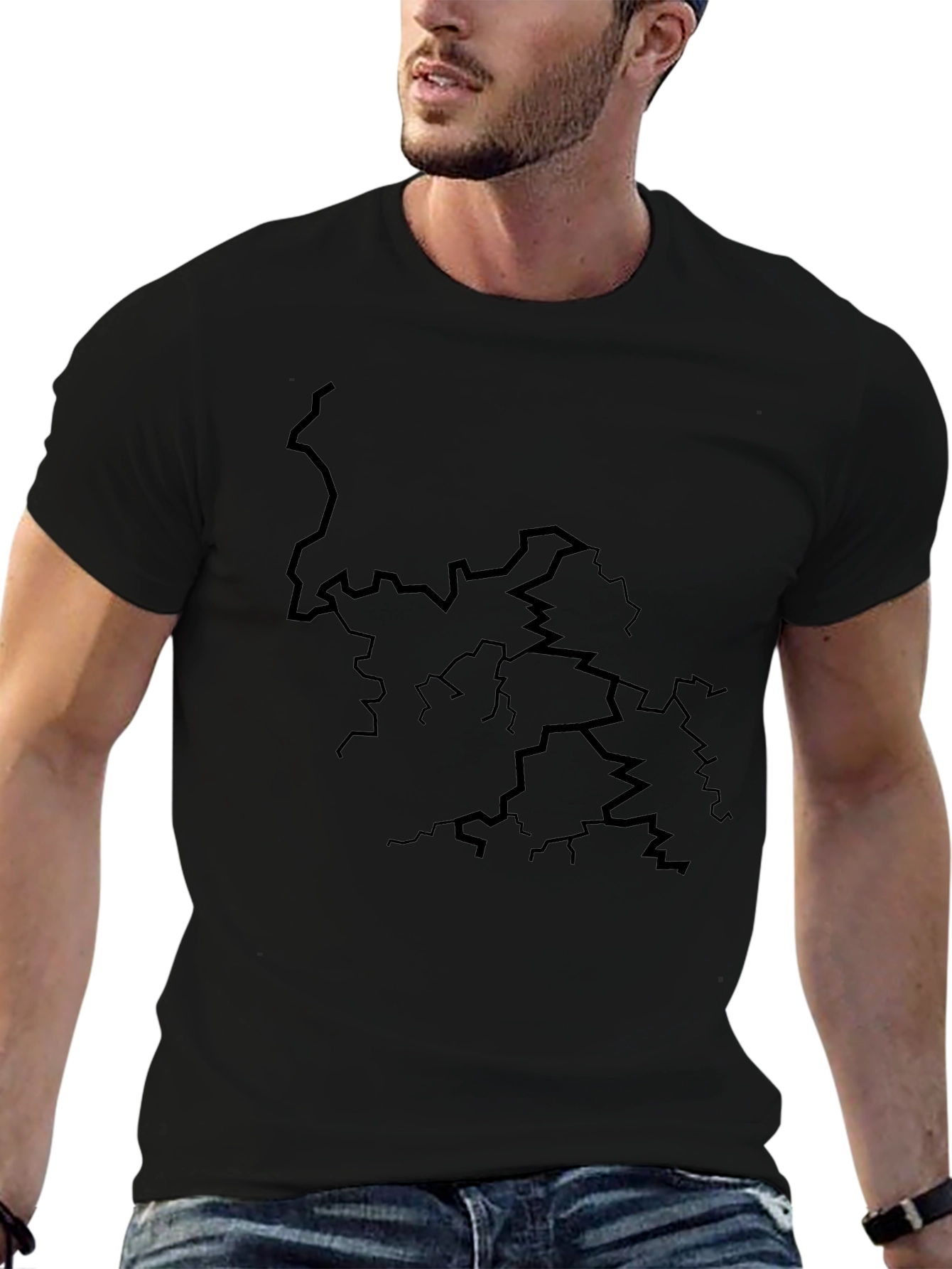 Cracked Design Black T-Shirt