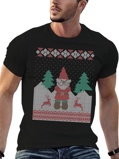 Funny Ugly Christmas Gnome Knitted Style T-Shirt