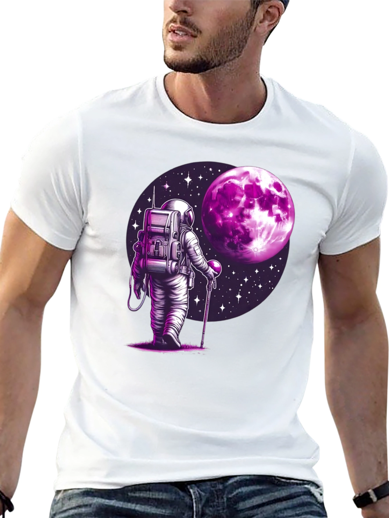 Astronaut Moon Graphic T-Shirt - Black