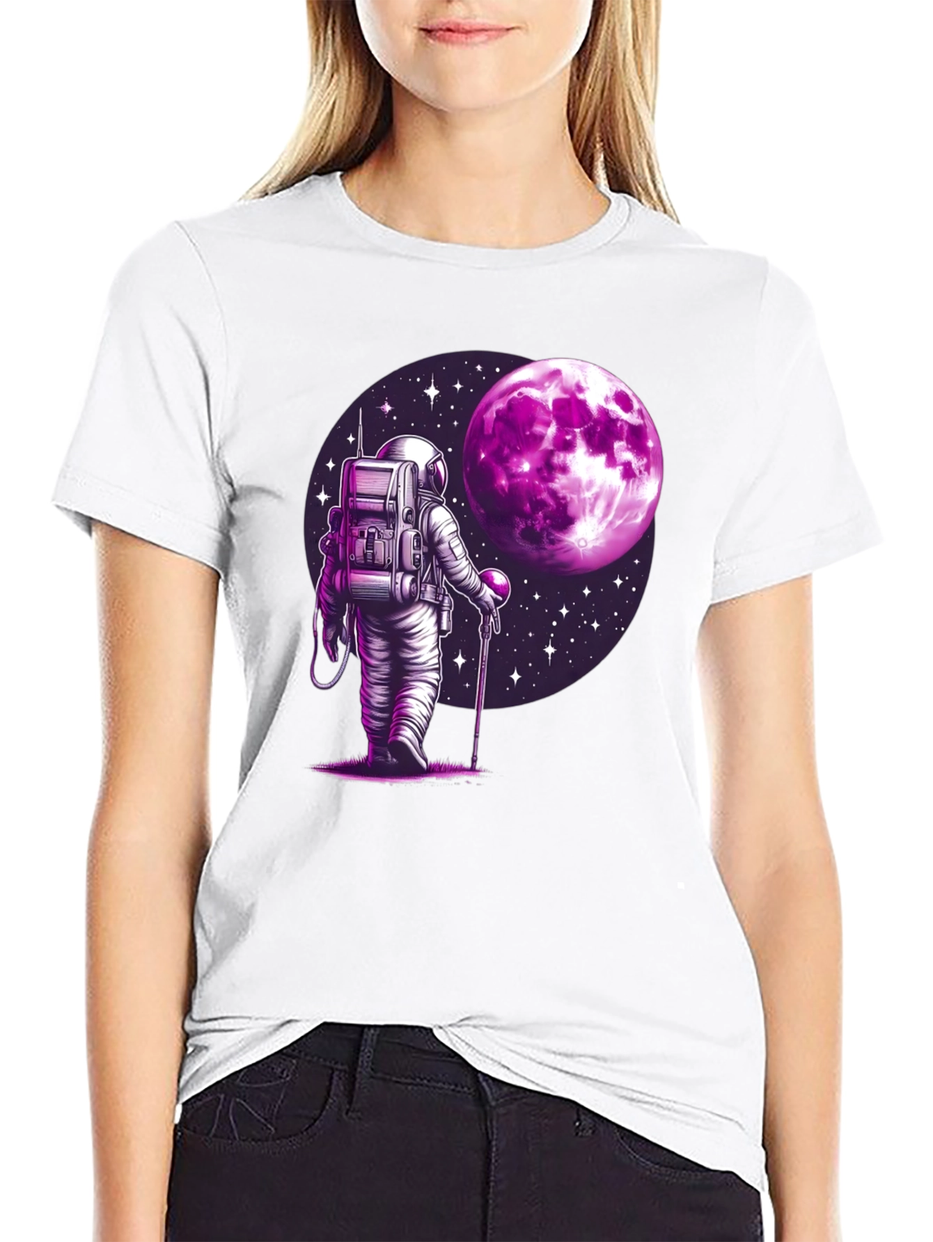 Astronaut Moon Graphic T-Shirt - Black