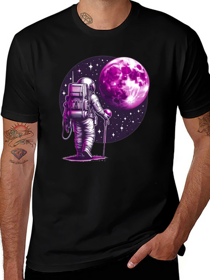 Astronaut Moon Graphic T-Shirt - Black