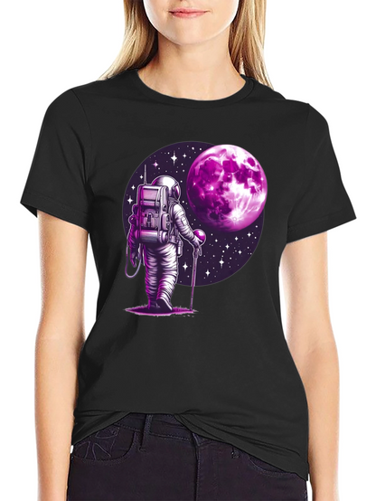 Astronaut Moon Graphic T-Shirt - Black