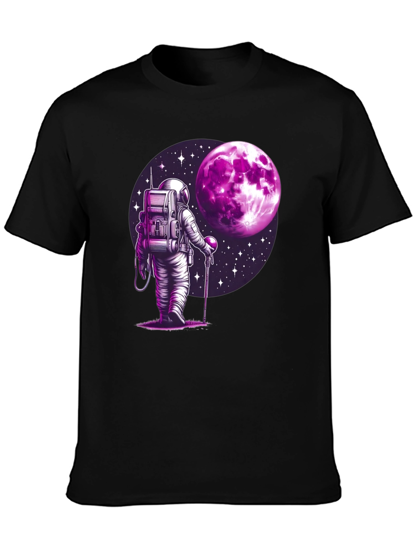 Astronaut Moon Graphic T-Shirt - Black