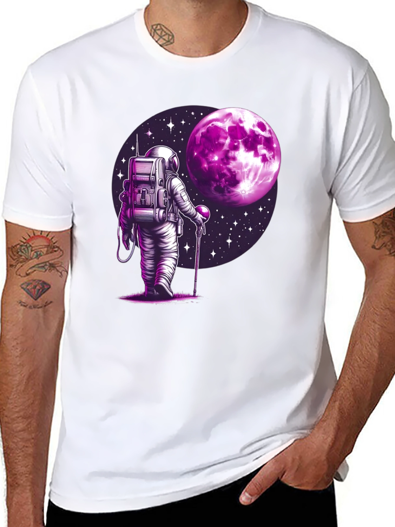 Astronaut Moon Graphic T-Shirt - Black