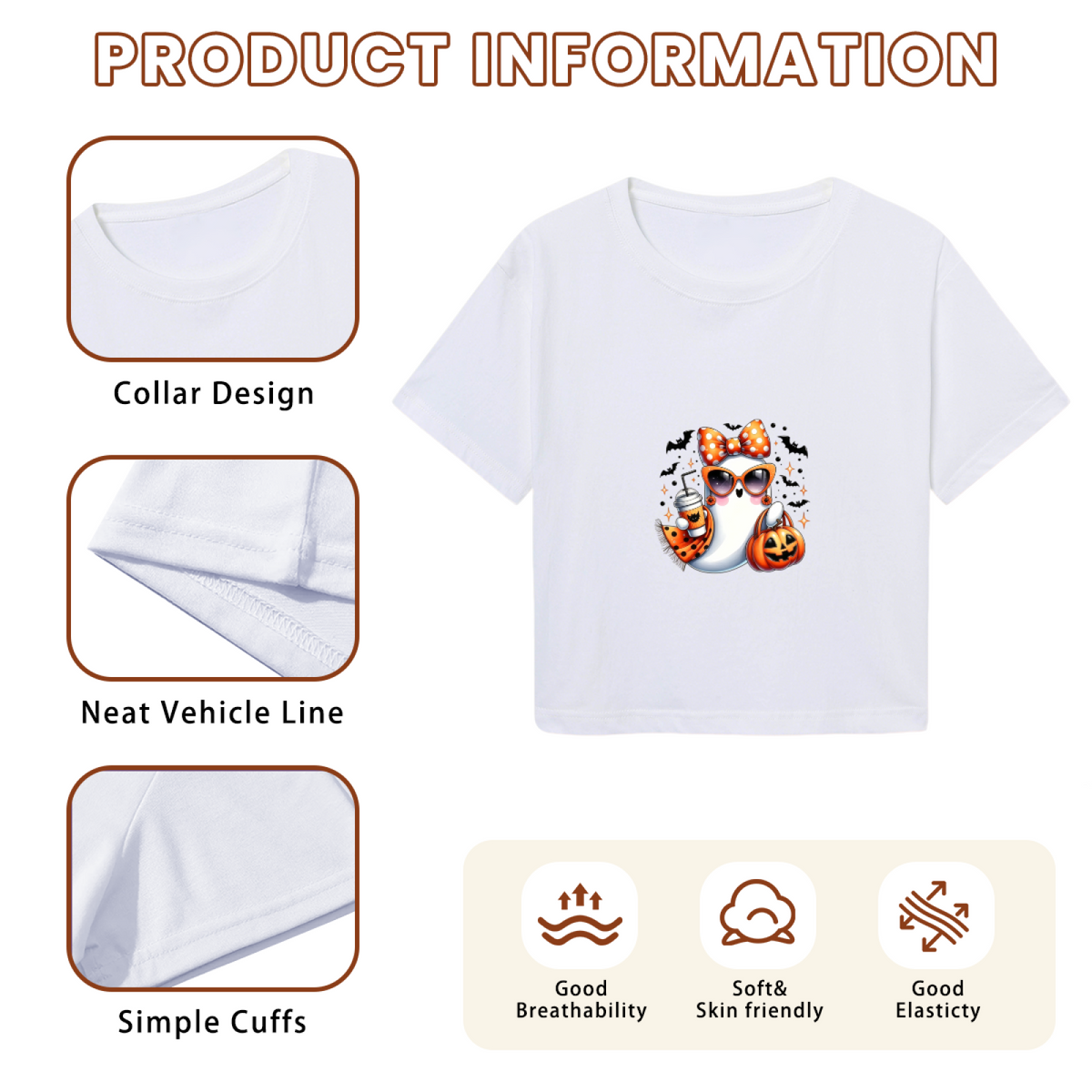 Trendy Sunglass Ghost Trick Or Treat Halloween Crop Top
