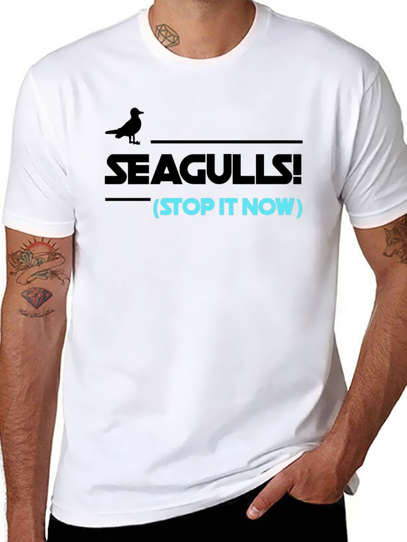 Seagulls Stop It Now Funny Graphic Tee