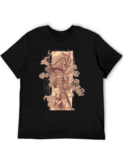 Samurai Graphic Tee - Stylish Black Cotton T-Shirt