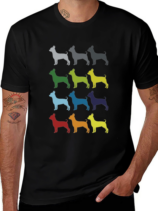 Colorful Dog Breed Graphic Print T-Shirt