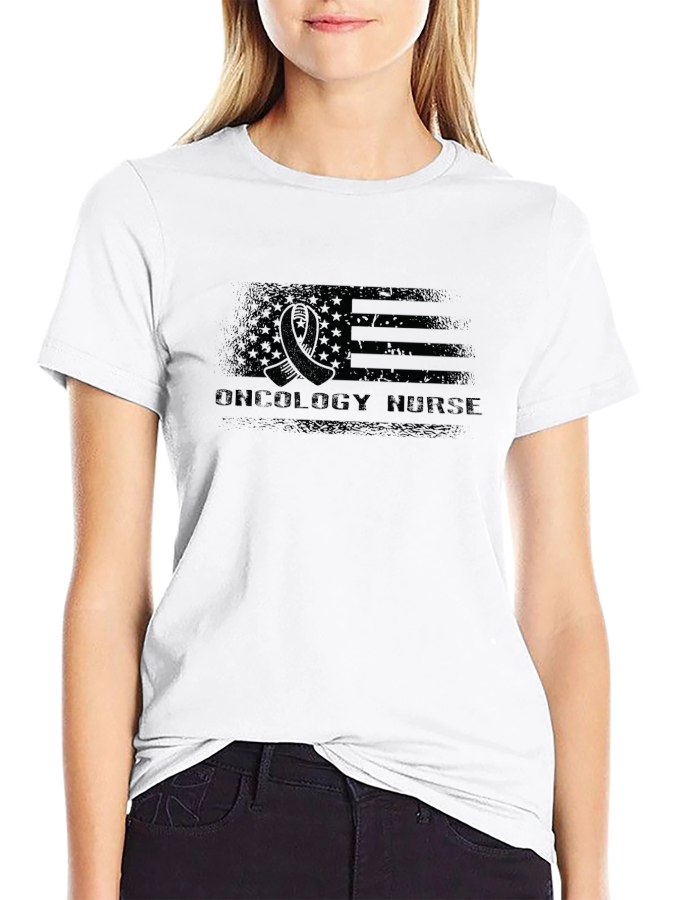 Oncology Nurse American Flag T-Shirt