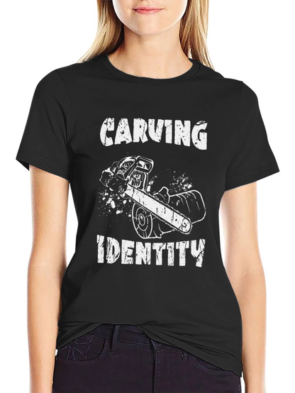 Carving Identity Graphic Tee - Chainsaw Design Black T-Shirt