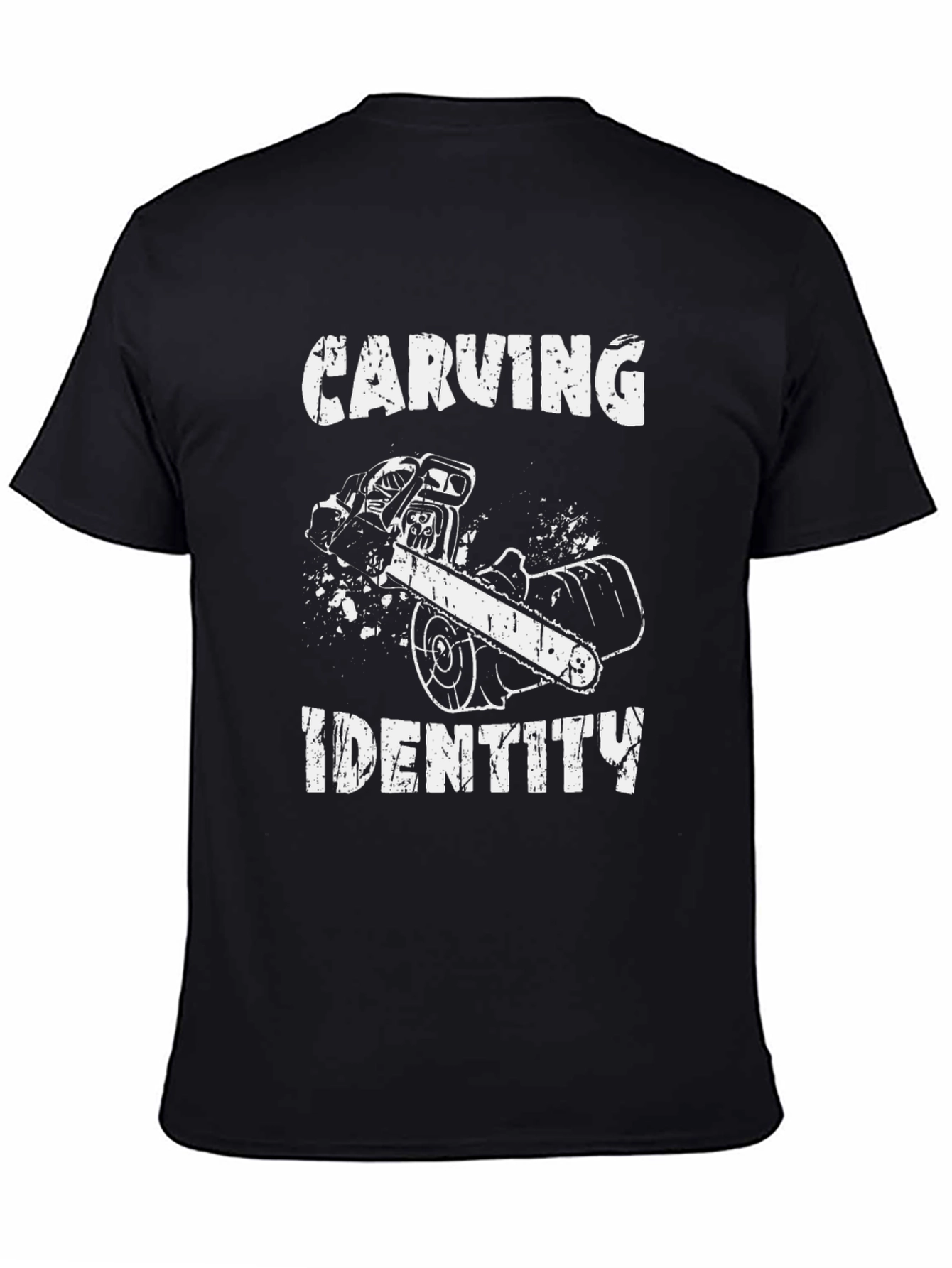 Carving Identity Graphic Tee - Chainsaw Design Black T-Shirt