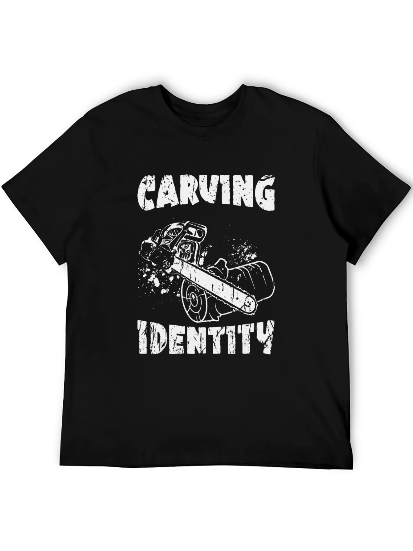 Carving Identity Graphic Tee - Chainsaw Design Black T-Shirt