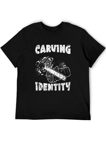 Carving Identity Graphic Tee - Chainsaw Design Black T-Shirt