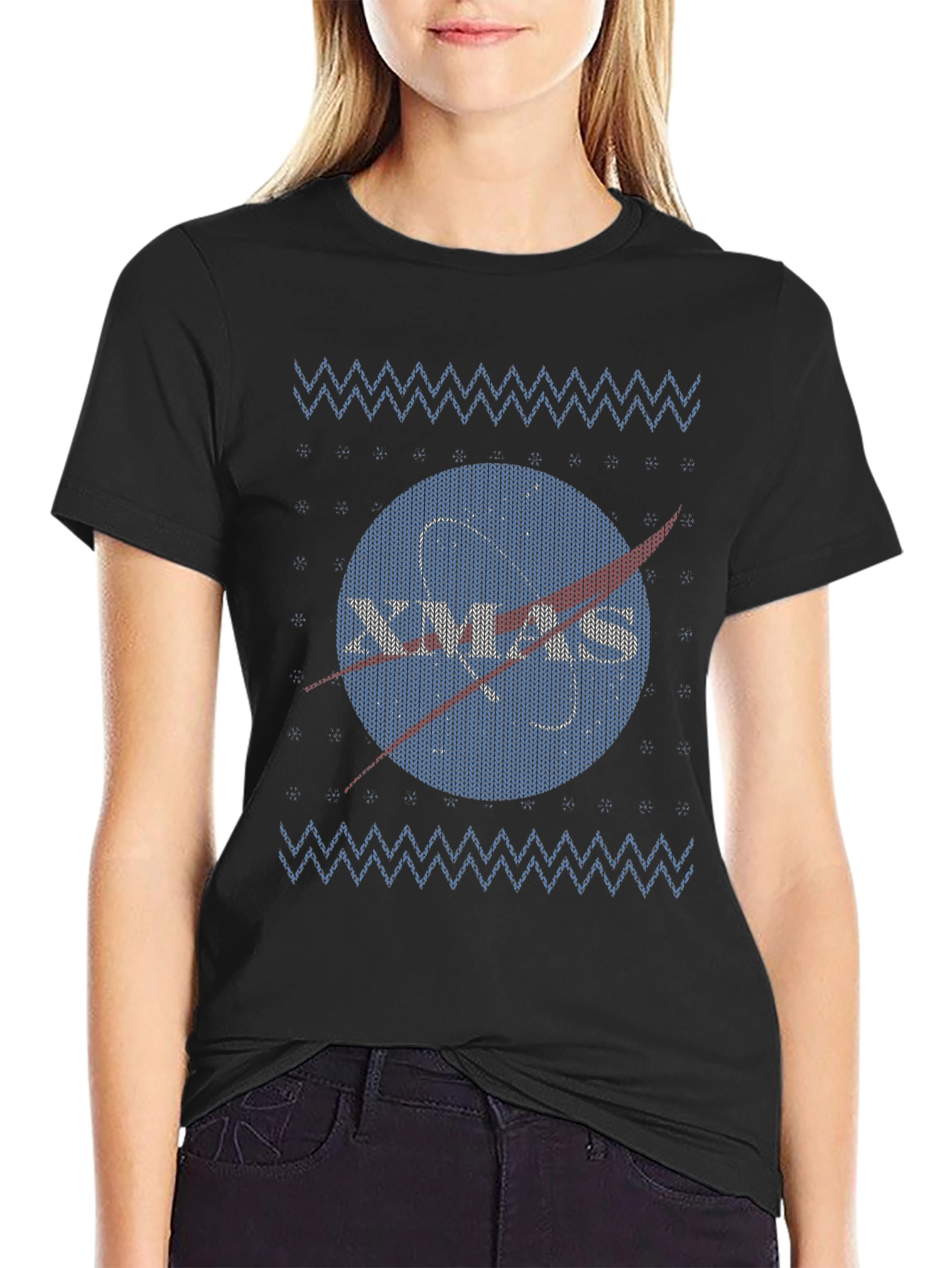 NASA Xmas Ugly Sweater T-Shirt - Space Holiday Tee