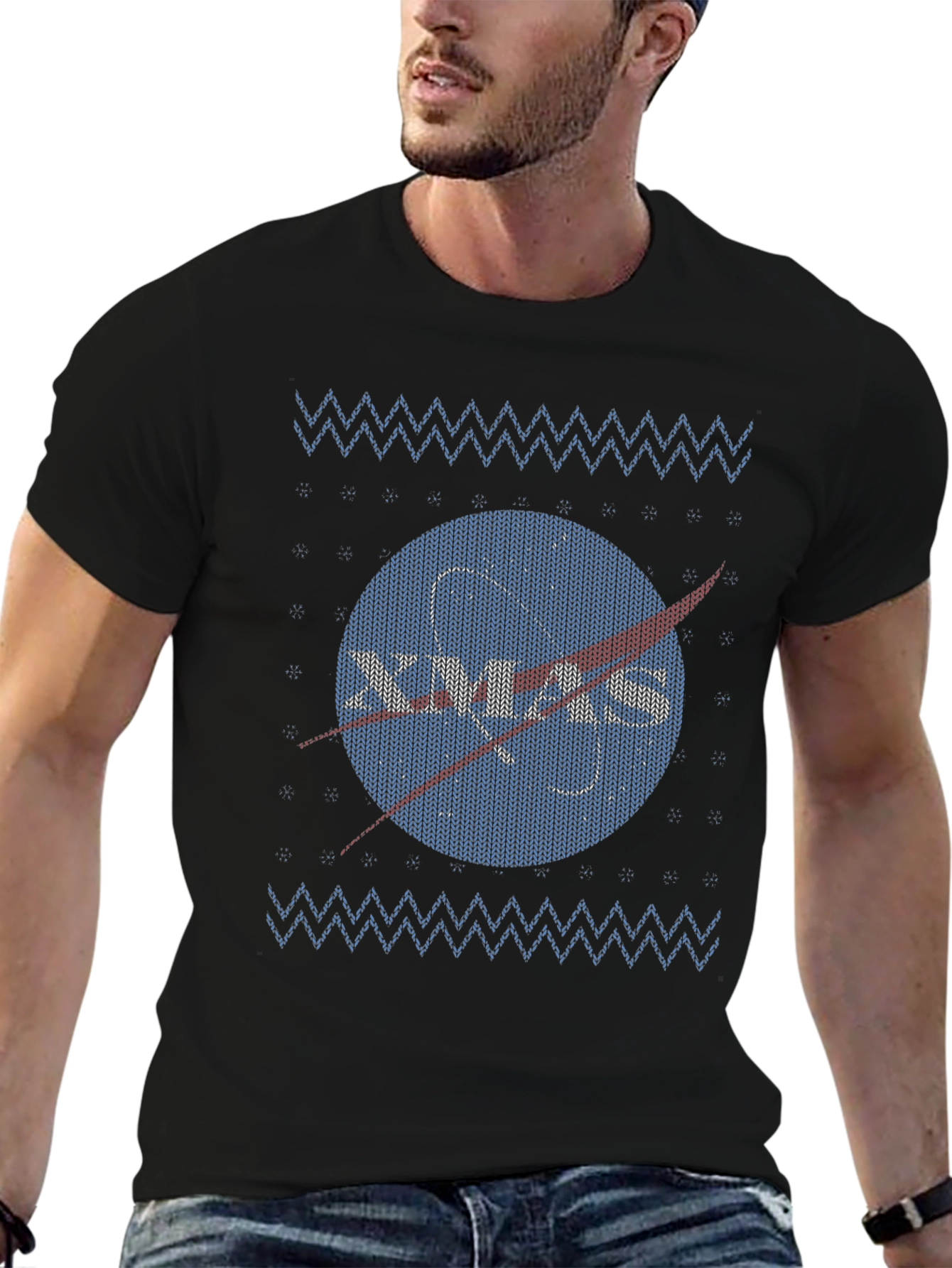 NASA Xmas Ugly Sweater T-Shirt - Space Holiday Tee