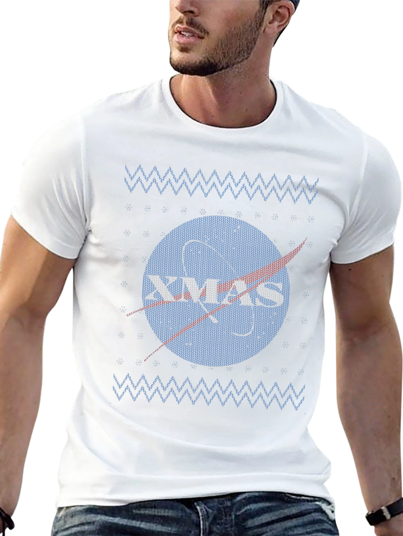 NASA Xmas Ugly Sweater T-Shirt - Space Holiday Tee