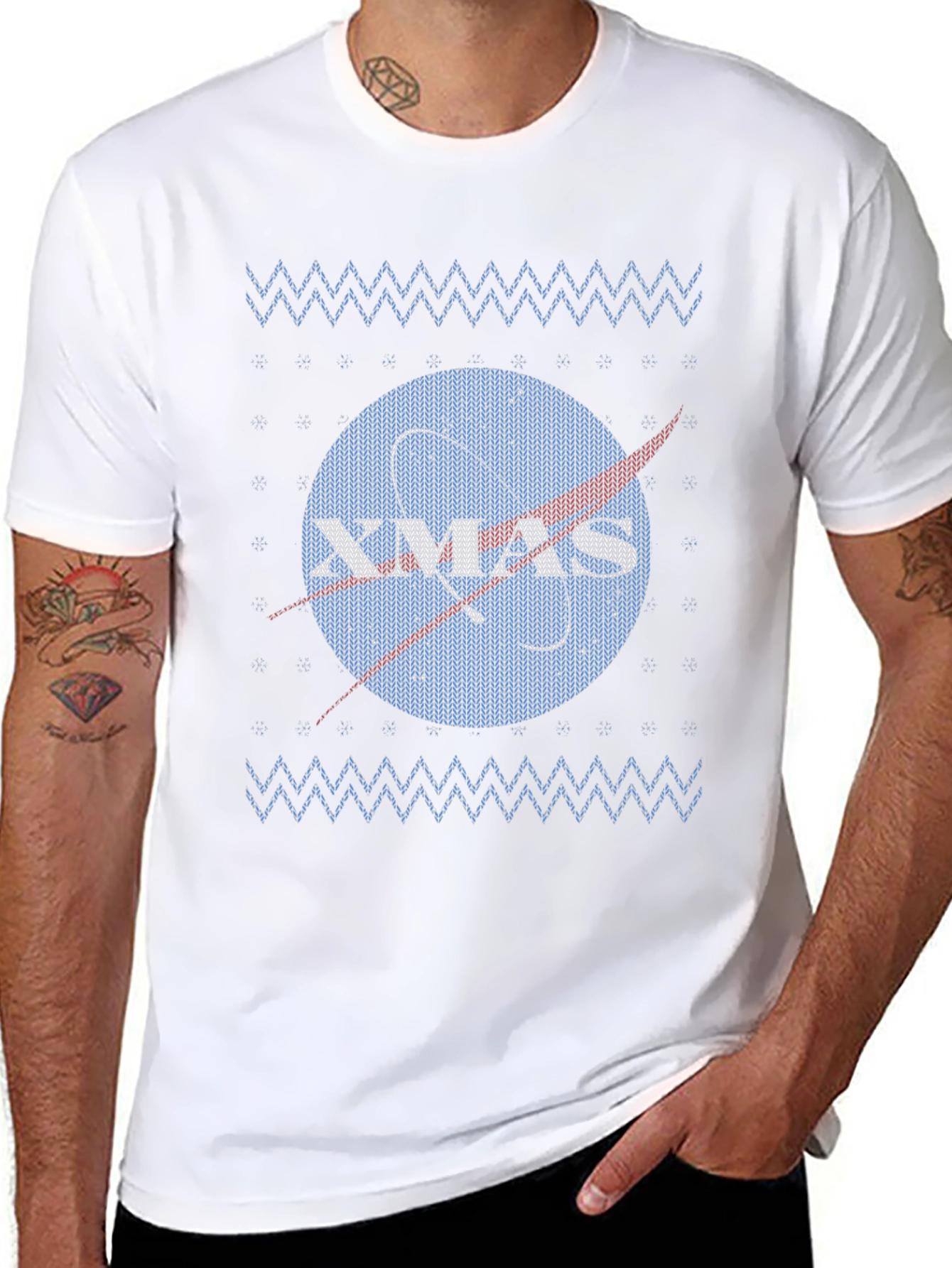 NASA Xmas Ugly Sweater T-Shirt - Space Holiday Tee