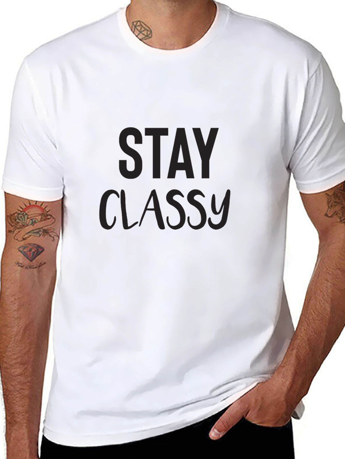 Stay Classy Black Crew Neck T-Shirt