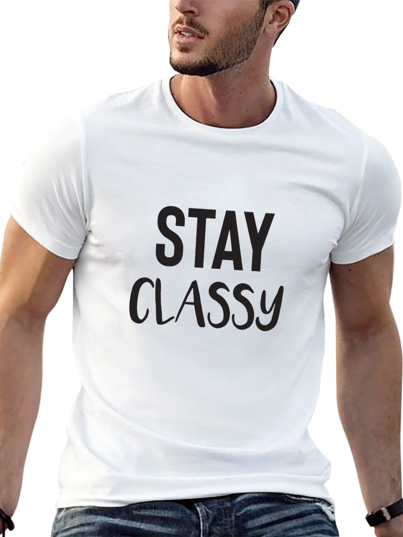 Stay Classy Black Crew Neck T-Shirt