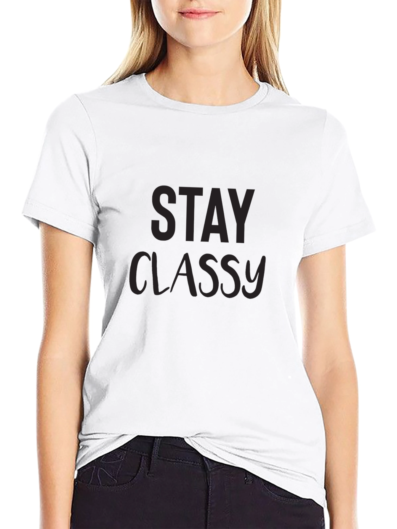 Stay Classy Black Crew Neck T-Shirt