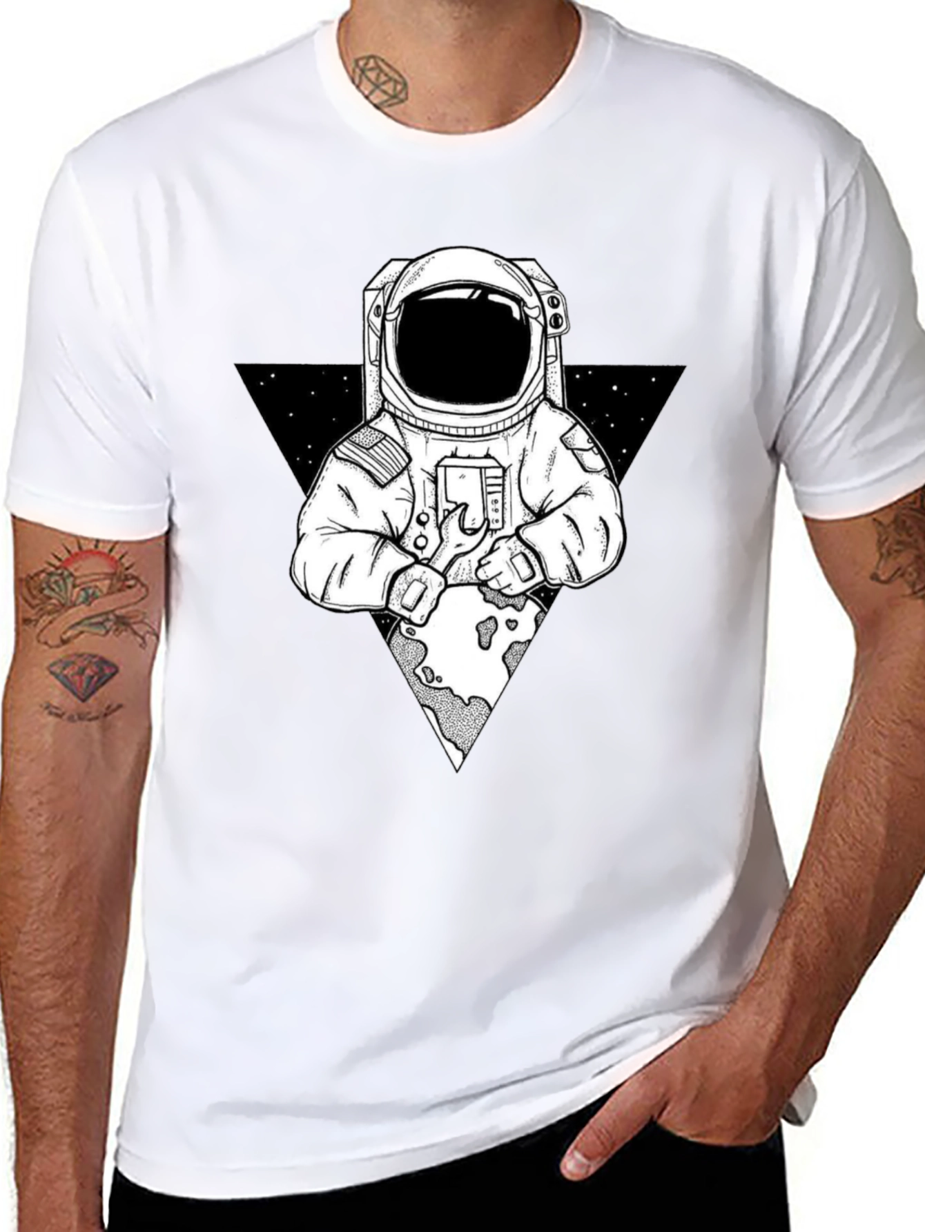 Astronaut Graphic Print T-Shirt - Space Exploration Tee