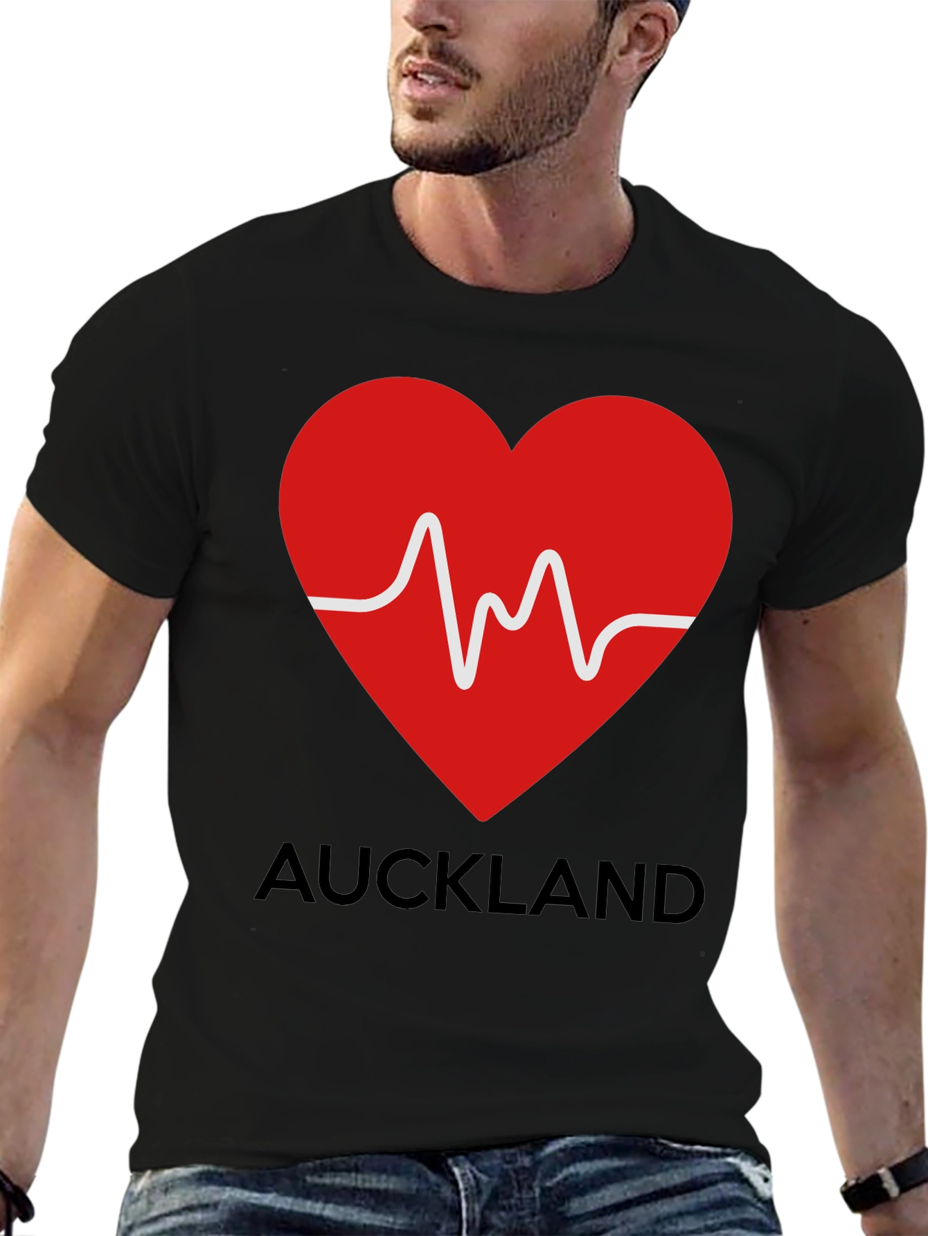 Auckland Heartbeat Black T-Shirt